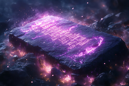 stone tablets with commandments. According to the Bible, these commandments were given by God to Moses on Mount Sinai	
