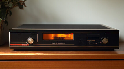 Obraz premium Vintage Stereo Receiver Audio Equipment Hi Fi System Home Entertainment