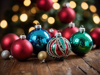 Stunning Christmas baubles in various designs and colors, bringing a festive sparkle to the tree and holiday decor