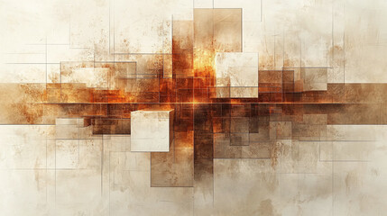 Abstract Composition of Warm Colors and Geometric Shapes in a Modern Minimalist Design