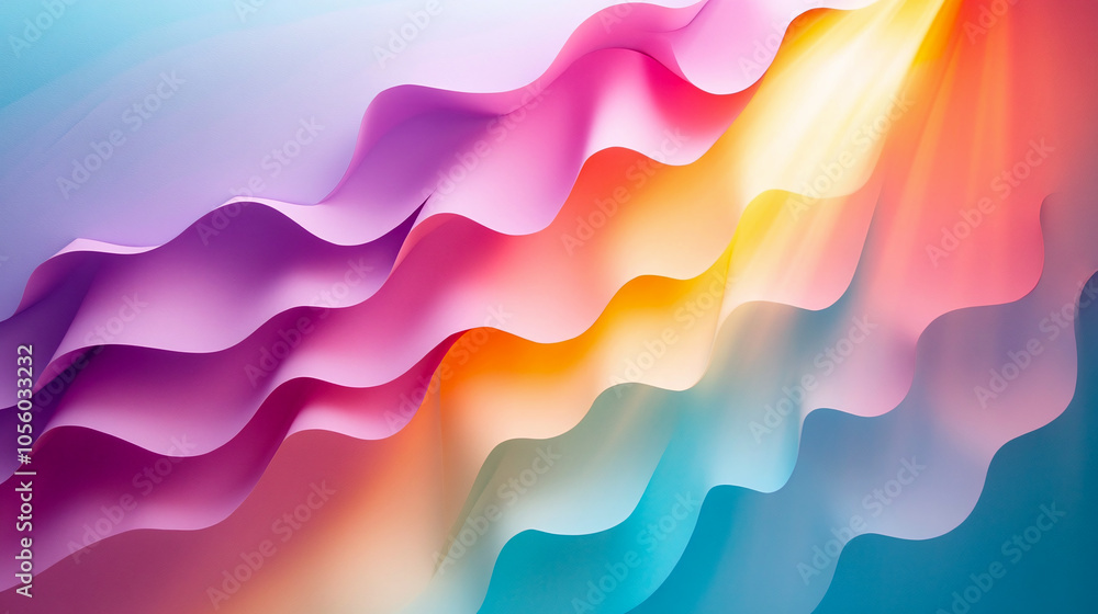 Poster waves of color flow gracefully in a vibrant abstract display of light and motion