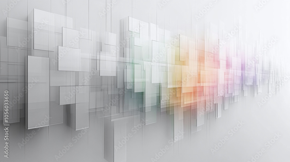 Poster translucent geometric forms float and interact, creating a captivating visual experience