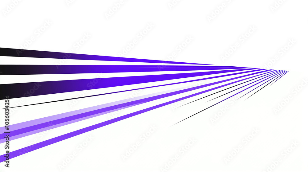 Poster dynamic lines in shades of purple create a sense of movement against a crisp white background