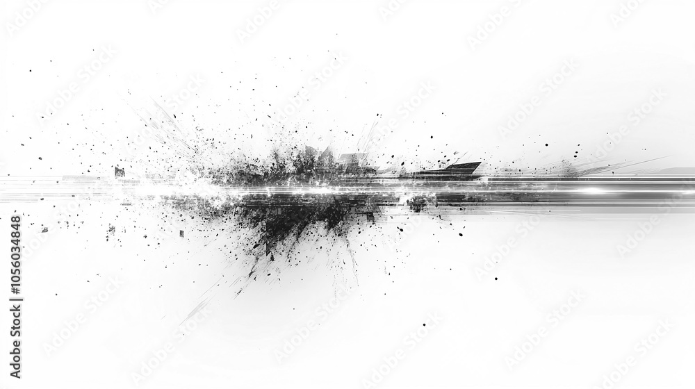 Poster Dynamic Abstract Explosion Showcasing Energy and Motion in a Minimalistic Design