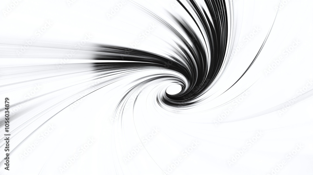 Fototapete dynamic black and white swirl creating an illusion of motion and depth in abstract art