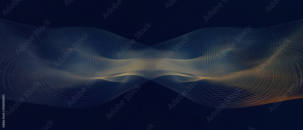 Poster abstract visualization of flowing waves and patterns in a dark background.