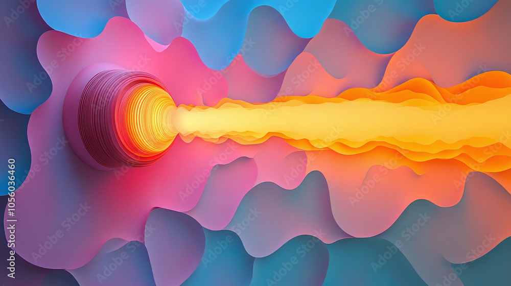 Poster captivating burst of color with swirling patterns and radiant light emanating from a vibrant vortex