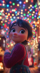 Create a captivating scene of twinkling lights, Inspire wonder with a close-up shot, Watch the magic unfold in the background