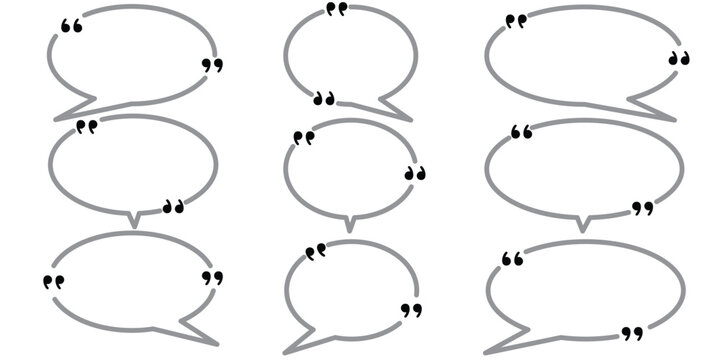 quotes box frame collection, quotes box icon, quotes text in speech bubble, speech bubble boxes with quotation mark illustration