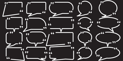 Obraz premium quotes box frame vector, speech bubble quotes box, quotes box icon collection set 