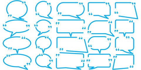 Obraz premium quotes box frame collection, quotes box icon, quotes text in speech bubble, speech bubble boxes with quotation mark illustration