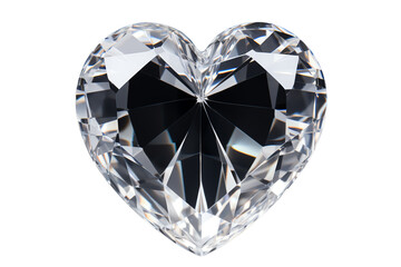 Heart-shaped crystal, beautifully cut, sparkling with brilliance, on a white isolated background.