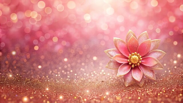 stunning gradient pink background with glitter gold and symmetrical flowers