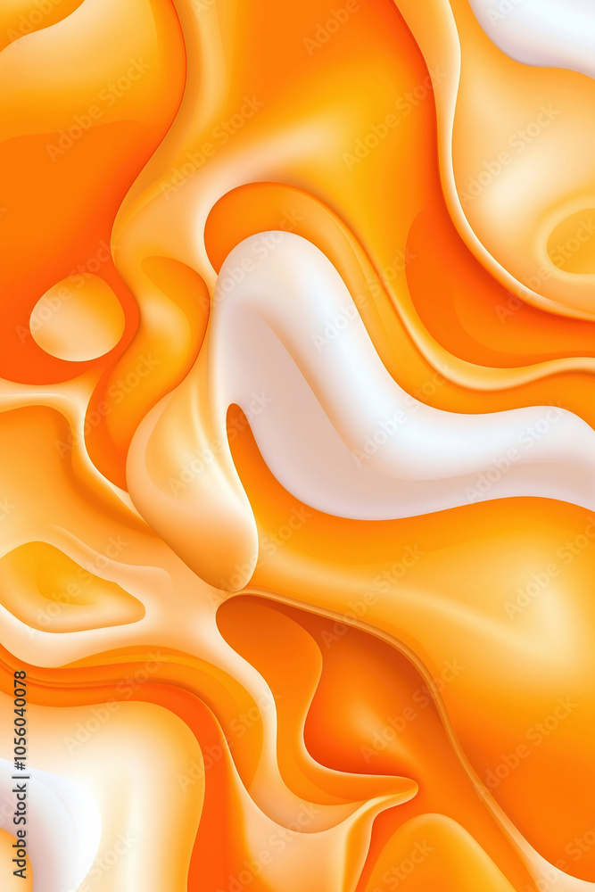 Aufkleber abstract orange and white waves creating a smooth, flowing texture in a digital design