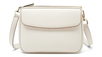 A stylish white handbag with a glittery finish and a gold clasp, perfect for adding elegance to any outfit.