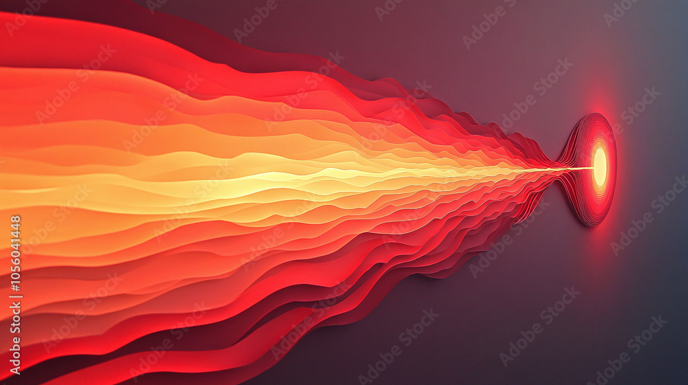 Poster radiant energy wave emerging from a central vortex in a mesmerizing display of red hues