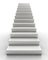 
white steps leading up, 3d effect, isolated on white background