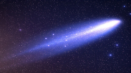 Obraz premium A bright comet streaks across a star-filled night sky.