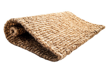 Natural woven mat on a white isolated background, perfect for home decor and eco-friendly environments.