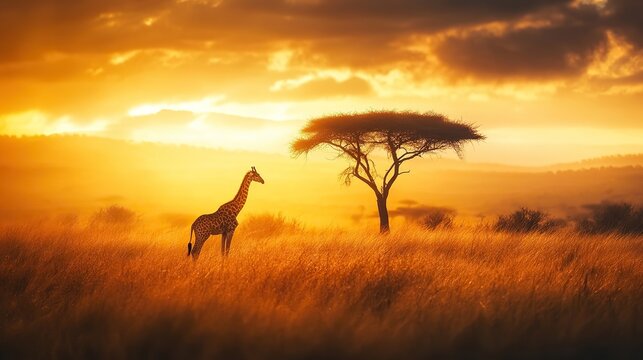 A wildlife photographer capturing the diverse species of the African savannah, highlighting the majesty of the animal kingdom.