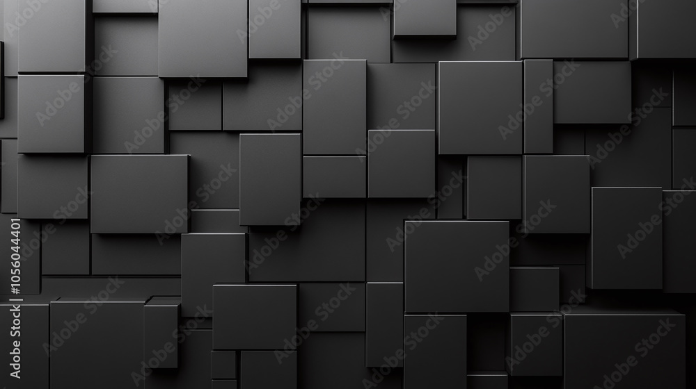 Aufkleber textured black squares interlock to create depth in modern design