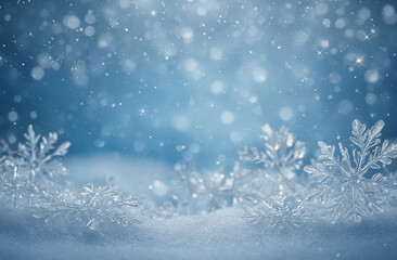 Naklejka premium pale blue frosty background with softly glowing lights and delicate snowflakes