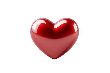 Fototapeta premium Shiny red heart symbol representing love and affection on a white isolated background.