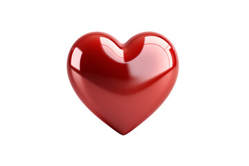 Fototapeta premium Shiny red heart symbolizing love and affection on a white isolated background.