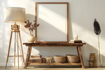 Modern Interior of Stylish Living Room ,Wall Mock Up, Frame , Poster with Beautiful Background, 3d render