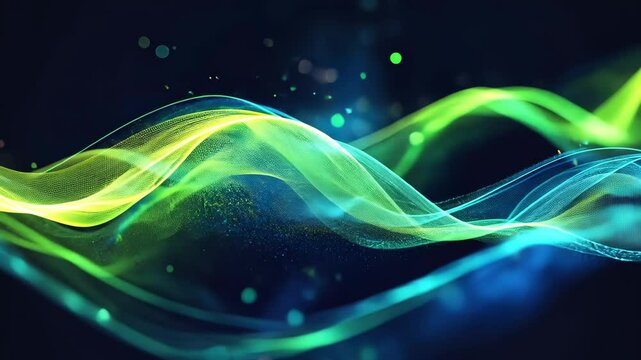 Neon green, blue chart waves with diagram Video