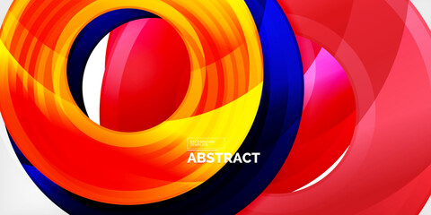 Bright colorful circles with light effects. Abstract background