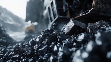 Coal Mining: Excavator and Black Coal
