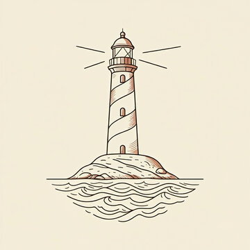 recommend clip art: line art of a lighthouse basic illustrative lighthouse lantern for sailors beacon tower drawing