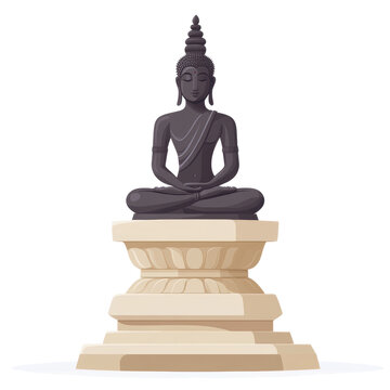 seated black buddha statue on beige pedestal clip art preview