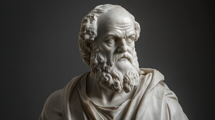 Obraz premium Gypsum statue of an old stoic philosopher of the anicent rome or greek, marble sculpture