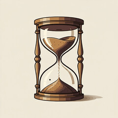 illustration of hourglass isolated in white background filled with sand glass time is running