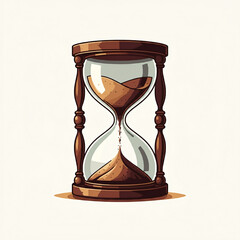 illustration of hourglass isolated in white background filled with sand glass time is running