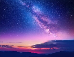 Starry sky with a purple and blue hue