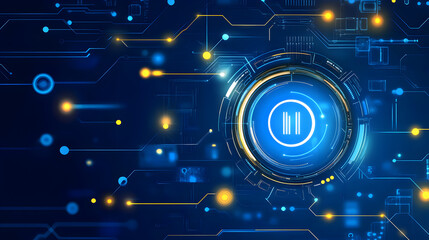 Abstract digital technology background with pause symbol.