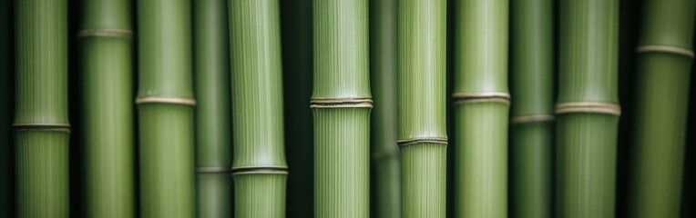 Fresh green bamboo stalks forming a natural wall in a serene setting