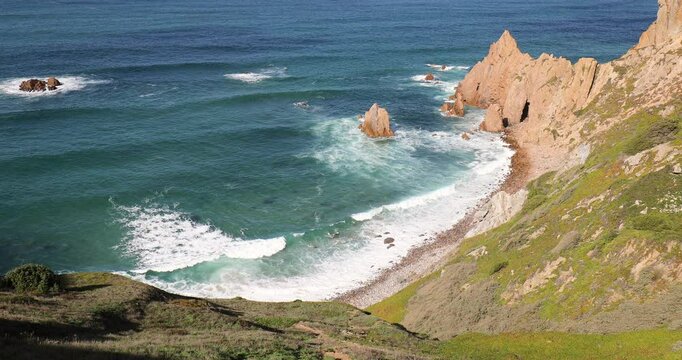 Praia da Aroeira near Cabo da Roca, Colares, Sintra, district of Lisbon, Portugal