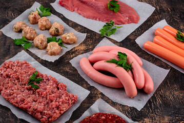 Assortment of different vegan plant based meat