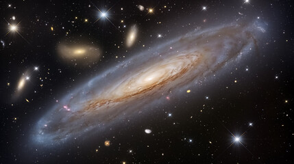 Obraz premium Spiral galaxy andromeda in a starry cosmos: vast universe exploration