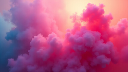 Fototapeta premium Vibrant neon smoke and holi paint blend in abstract psychedelic pastel light background with 3D rendering and AI generation.