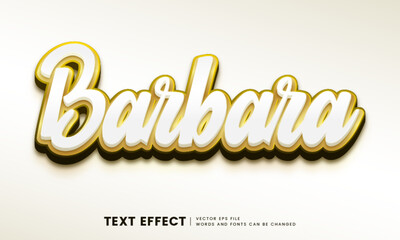 Editable 3d gold text effect. Luxury fancy Barbara font style vector design perfect for logotype, title or heading text.