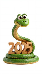 Naklejka premium green wooden snake 2025 on white