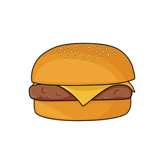 Delicious hamburger with meat vector illustration