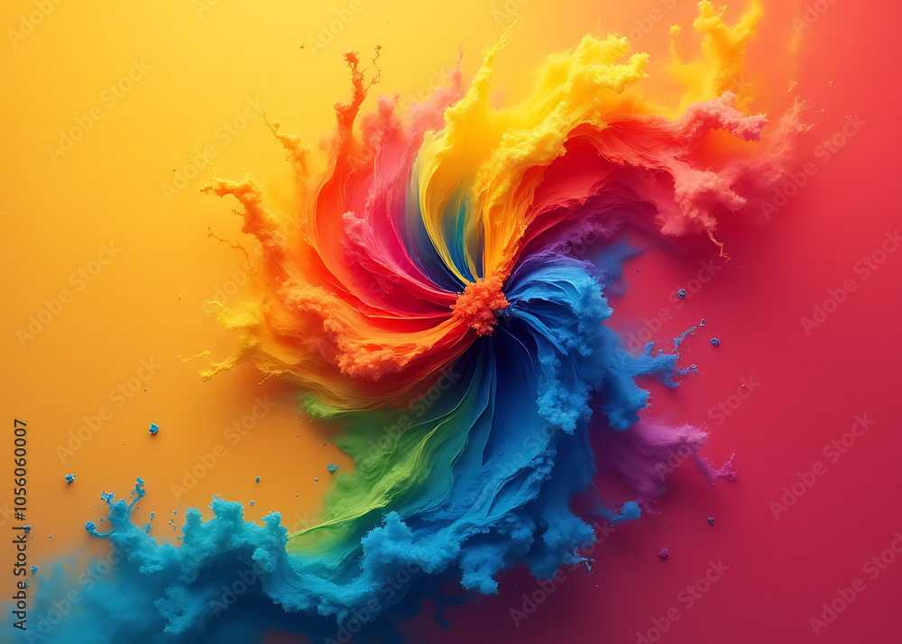 Poster vibrant colors blend together for a visually appealing abstract design on a bright colored backgroun
