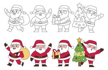 Hand Drawn Cute Santa Claus Cartoon Character