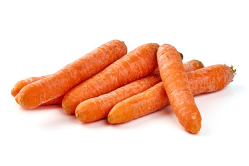 Fresh unpeeled organic carrot, isolated on white background.